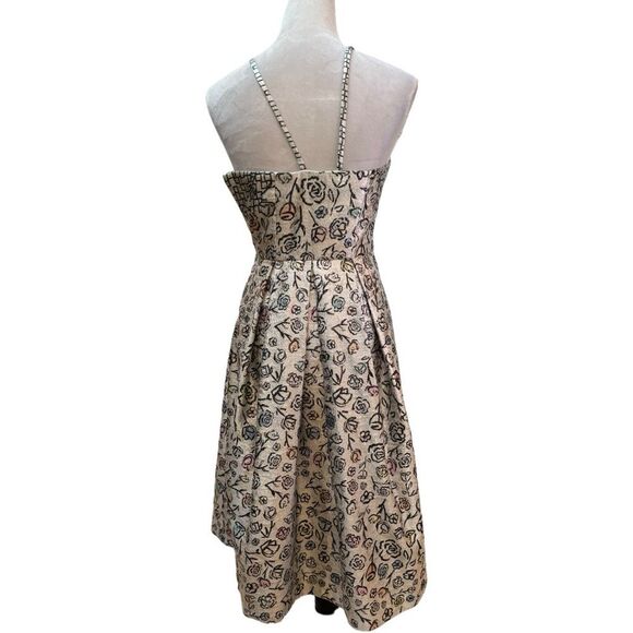 Floral Print Halter Midi‎ Dress Party Cocktail Special Occasion - Picture 3 of 9